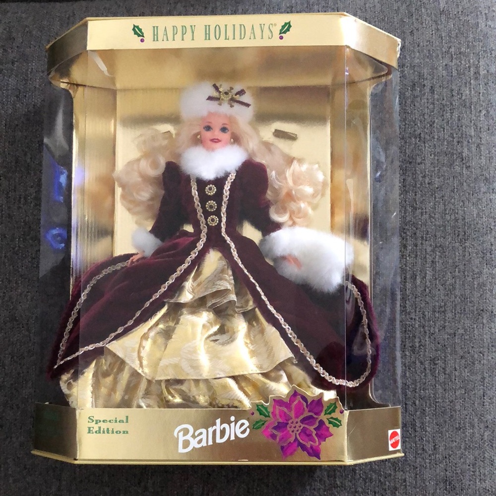 Mattel Barbie Happy Holidays Special Edition - Burgundy and Gold